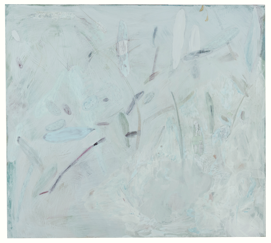 Acrylic painting in light blue tones titled 'Untitled', 2021