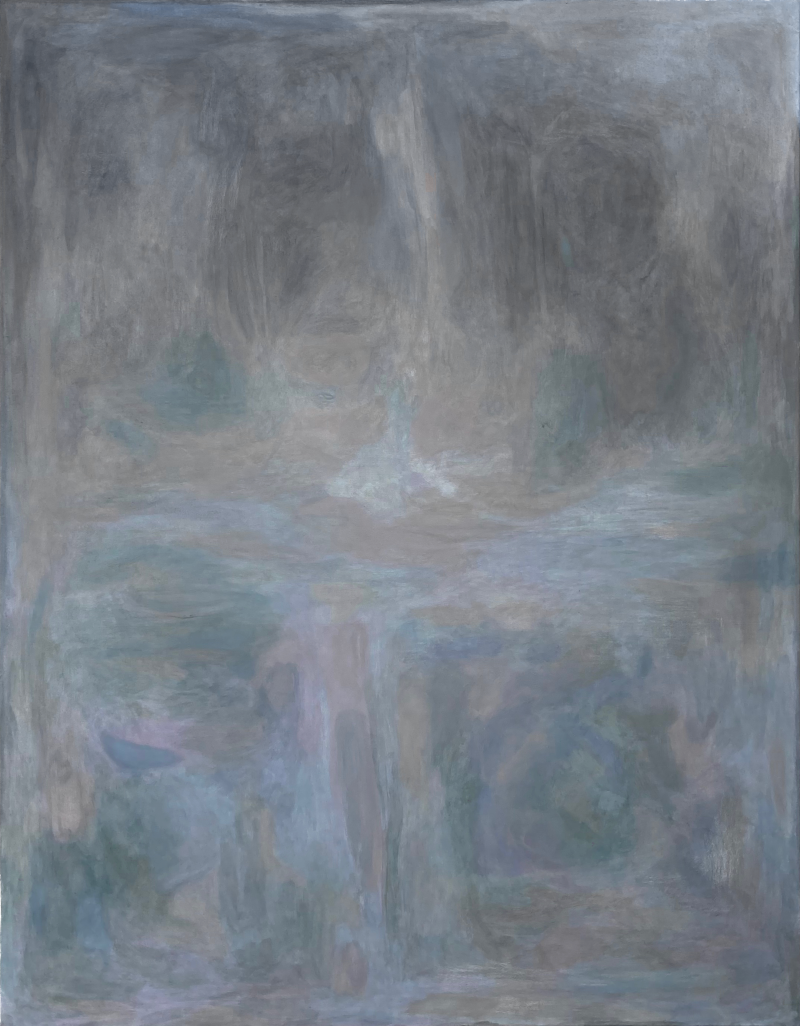 Acrylic painting in blue tones titled 'Untitled', 2021