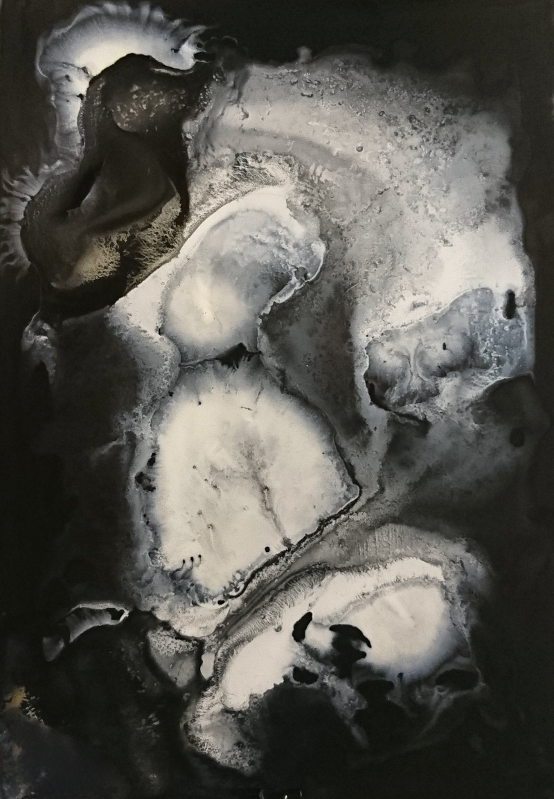 abstract ink drawing in black and white